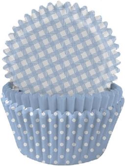 Picture of BLUE GINGHAM AND POLKA DOT CUPCAKE CASES X 75